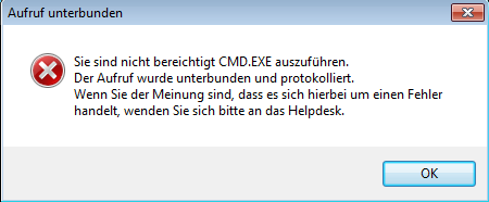 AppSense blockt Anwendung AppSense blockt Anwendung