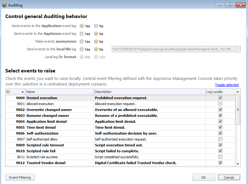 AppSense Auditing