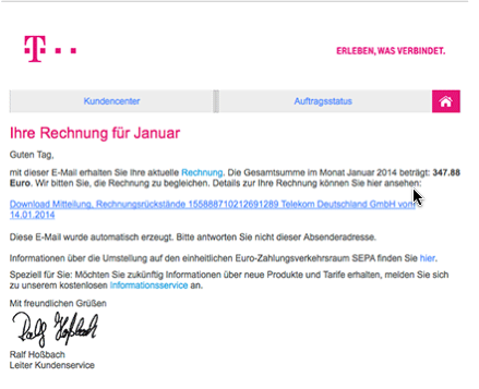 Telekom Rechnung Januar