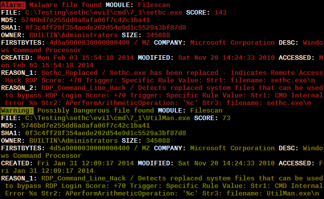 Signature Matching sethc.exe